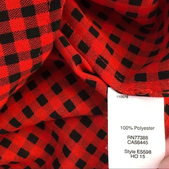 J. Crew Factory Buffalo Check Tuxedo Style Blouse - Picture 6 of 6